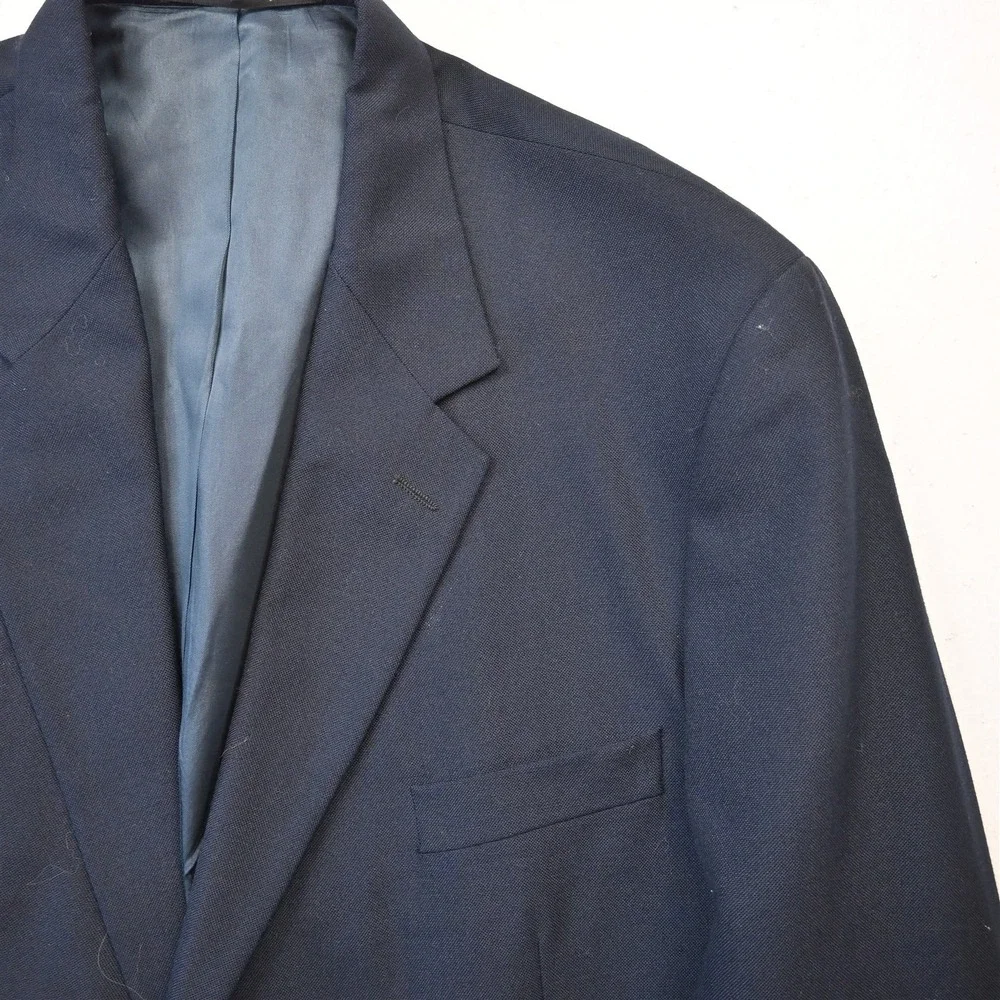 Vtg USA Made 46R Navy Blue Gold Button Mens Blazer Suit Jacket Sport‎ Coat